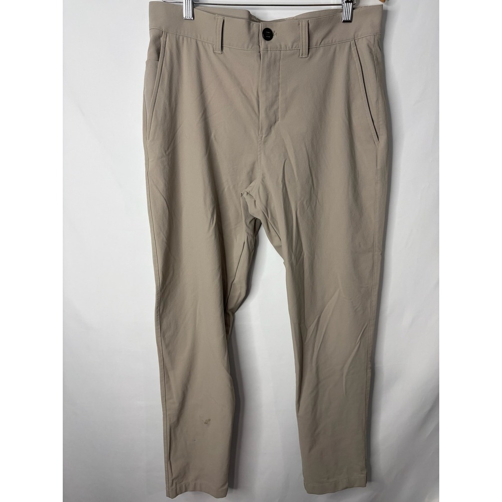 Lululemon Commission Slim Fit Pants Tan Khaki Mens 32 Technical Chino Stretch